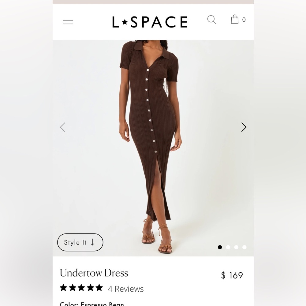 L*space undertow knitted dress espresso bean color NWT